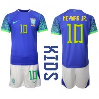 Camisa de Futebol Brasil Neymar Jr #10 Equipamento Secundário Infantil Mundo 2022 Manga Curta (+ Calças curtas)
